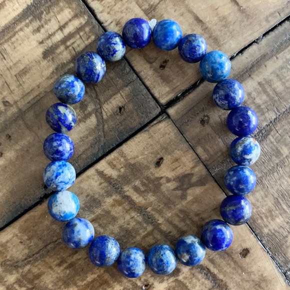 8mm Lapis Lazuli Chakra Stretch Bead Bracelet - Picture 2 of 7